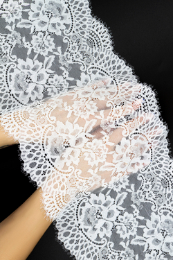 Кружево шантильи экрю эластичное ширина 23 см
