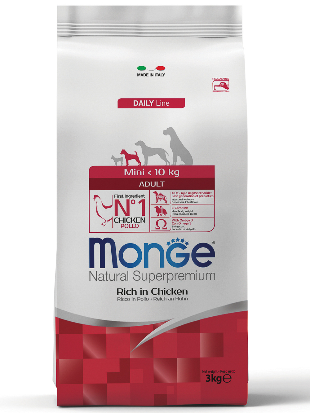 Сухой корм Monge Dog Daily Line Mini для взрослых собак мелких пород, из курицы 3 кг