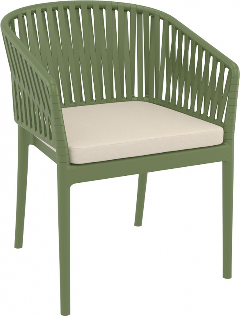 Кресло пластиковое с подушкой Siesta Contract Portofino, оливковый, бежевый