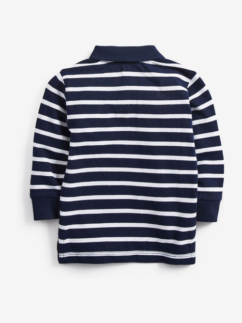 Поло с длинным рукавом для мальчика Next 374-069, Темно-синий, Белый