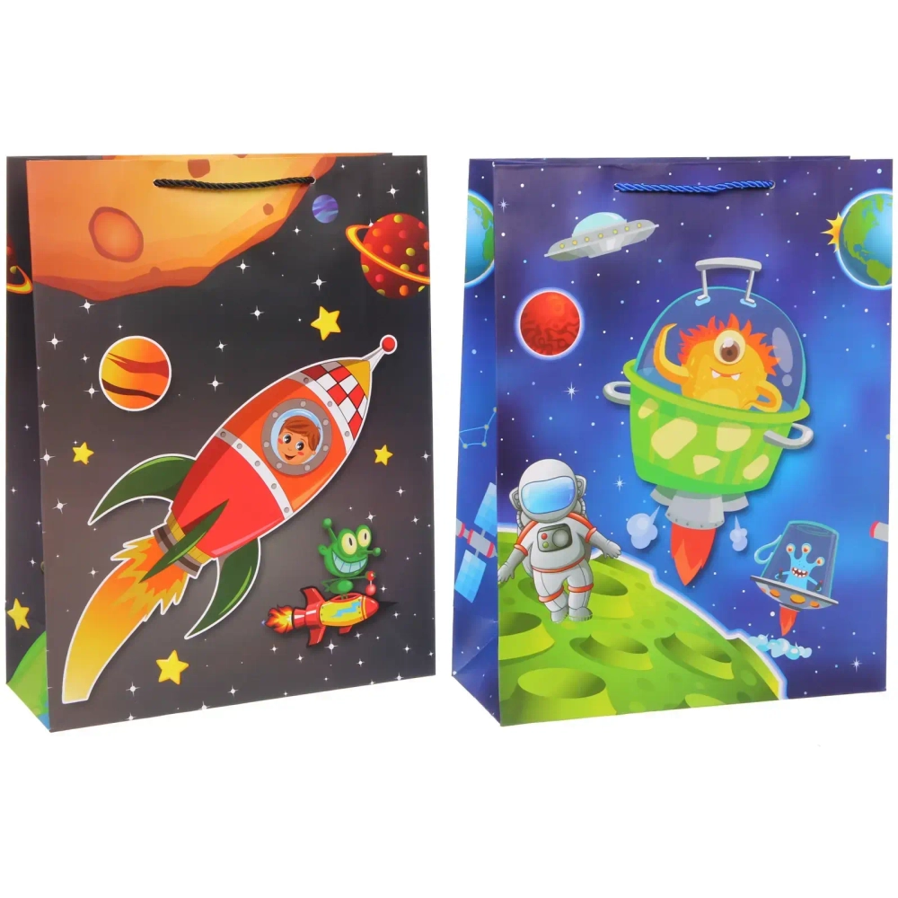 Пакет подарочный «Весёлый космос» 31*40*12 см, микс