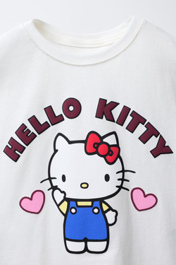ZARA ФУТБОЛКА VARSITY HELLO KITTY © SANRIO, ЖЕЛТОВАТО-БЕЛЫЙ
