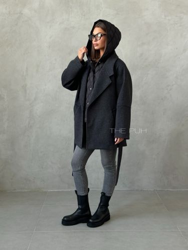 Графитовое шерстяное пальто с утепленным жилетом