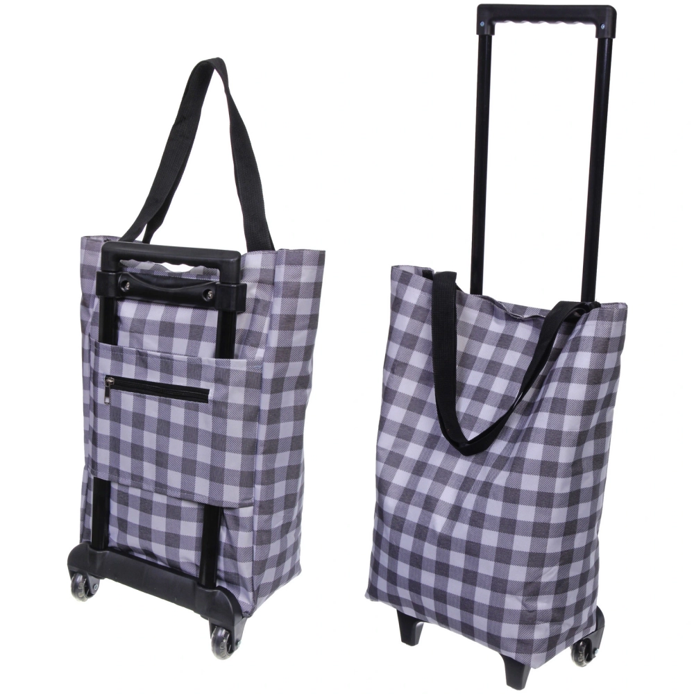 Тележка хозяйственная с сумкой (83*28*17см, колеса 5 см, грузоподъемность до 15 кг) клетка SYD-025