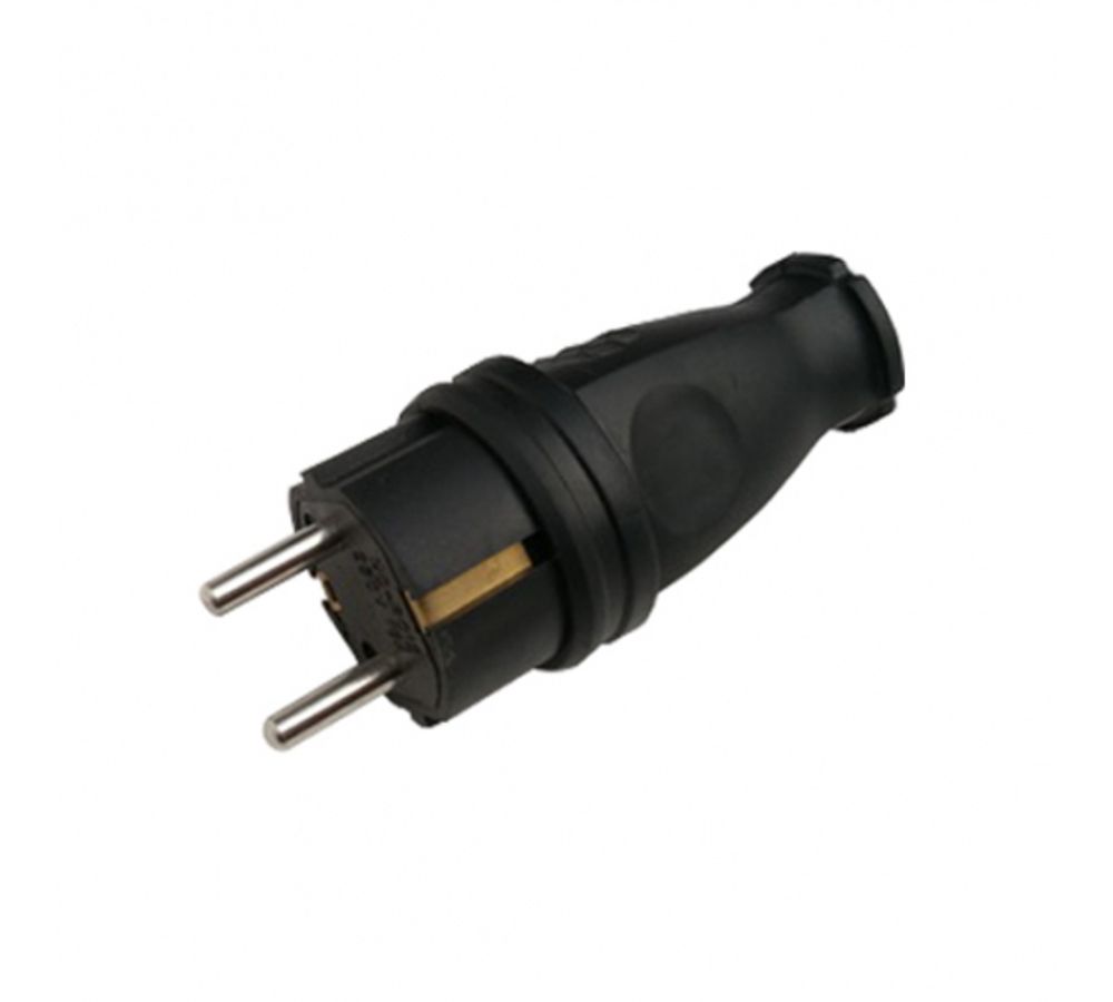 Вилка каучук черная с/з 16А 250В