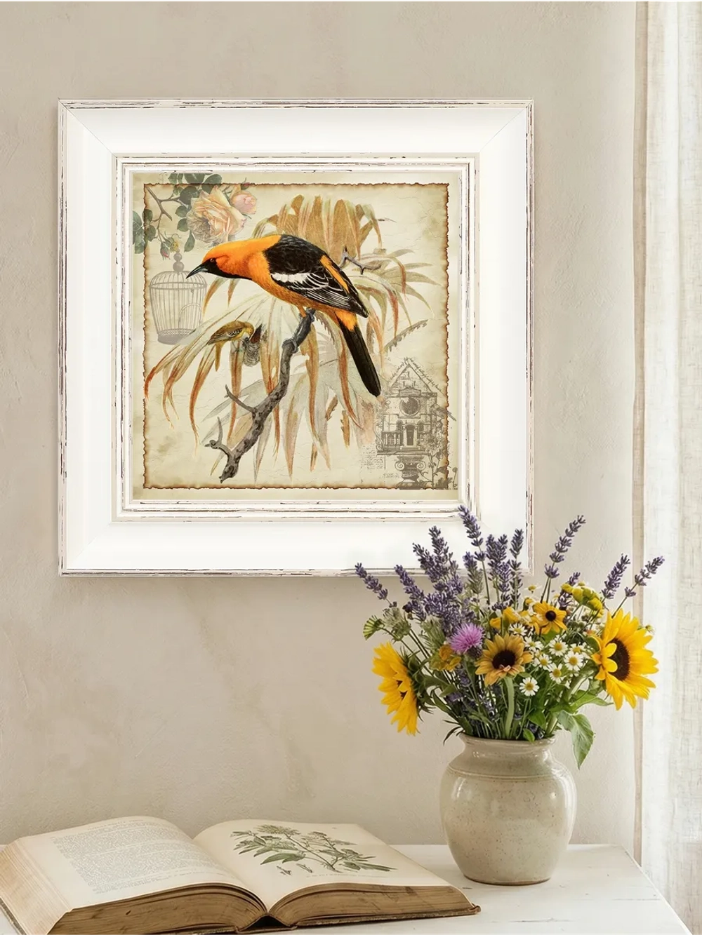 Картина на холсте в раме 27х27 см, настенный декор для дома