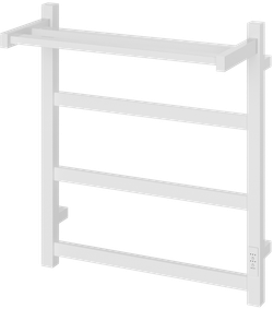 Полотенцесушитель электрический EWRIKA Пенелопа КВ7 60x55 см, подключение справа, слева, скрытое подключение справа, матовый белый, лесенка, из стали, с полкой