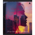 Тетрадь 48л., А5, линия, Alingar "City Style", скрепка, мелованый картон ( стандарт), блок офсет, 5 дизайнов в пленке т/у