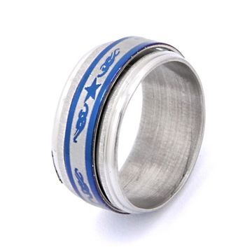 Кольцо стальное (93) "Звезда с узором"