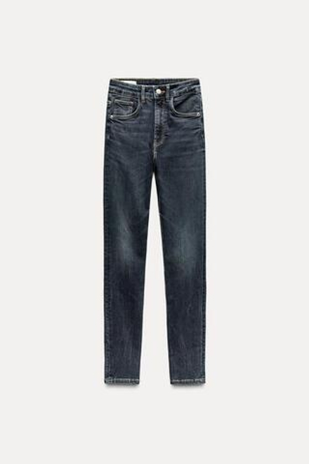 ZARA ДЖИНСЫ СВОБОДНОГО КРОЯ С ВЫСОКОЙ ПОСАДКОЙ, ТЕМНЫЙ ИНДИГО