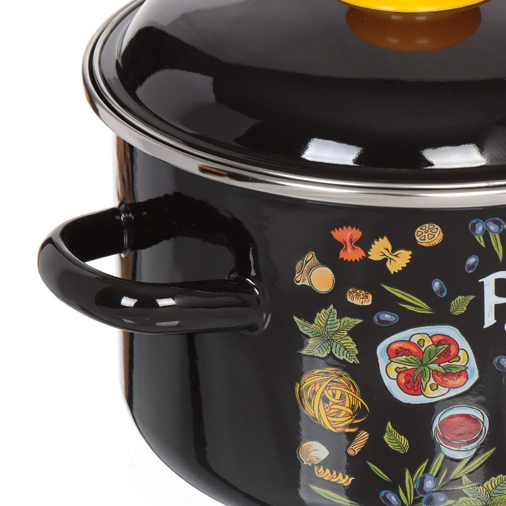 Кастрюля сталь, эмал, 2 л, с крыш, СтальЭмаль, Паста, 1RD161M, индукц