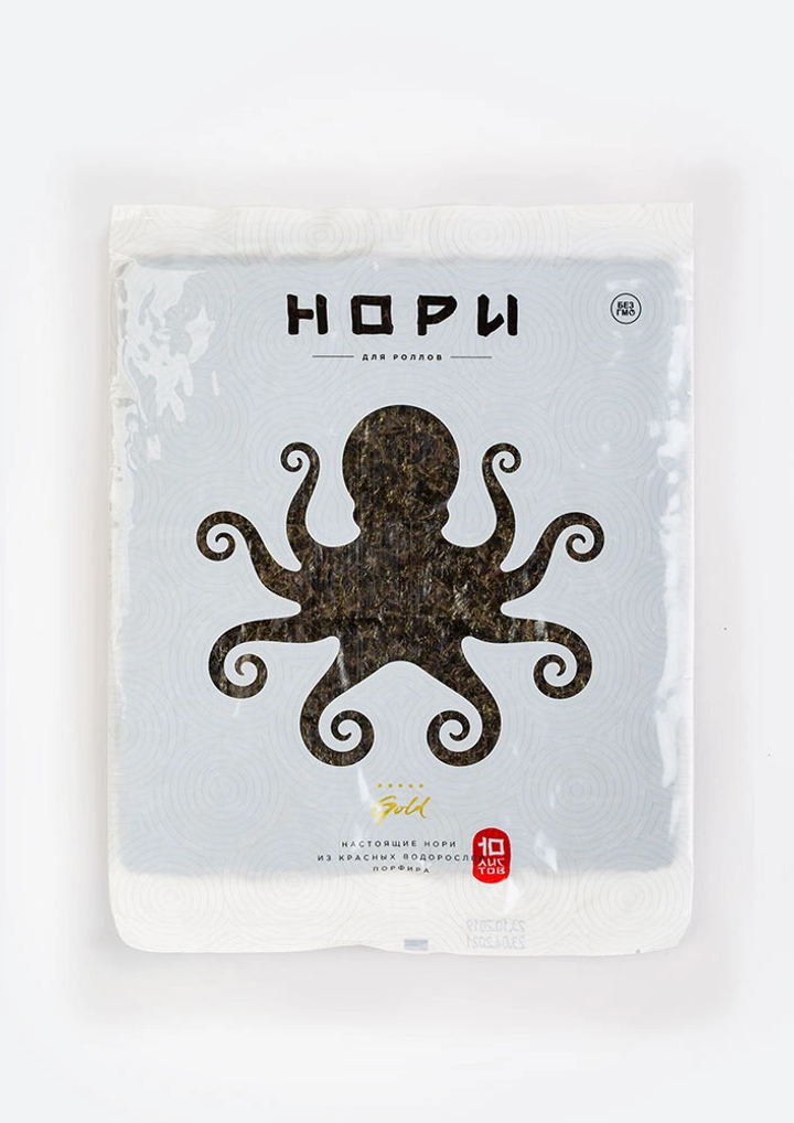 Настоящие Нори для ролов из красных водорослей порфира Gold п/упак 50 листов 125 г
