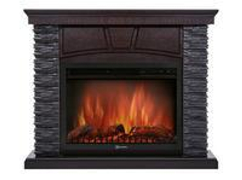 Портал Firelight Porto 25U (угловой) камень черный, шпон венге