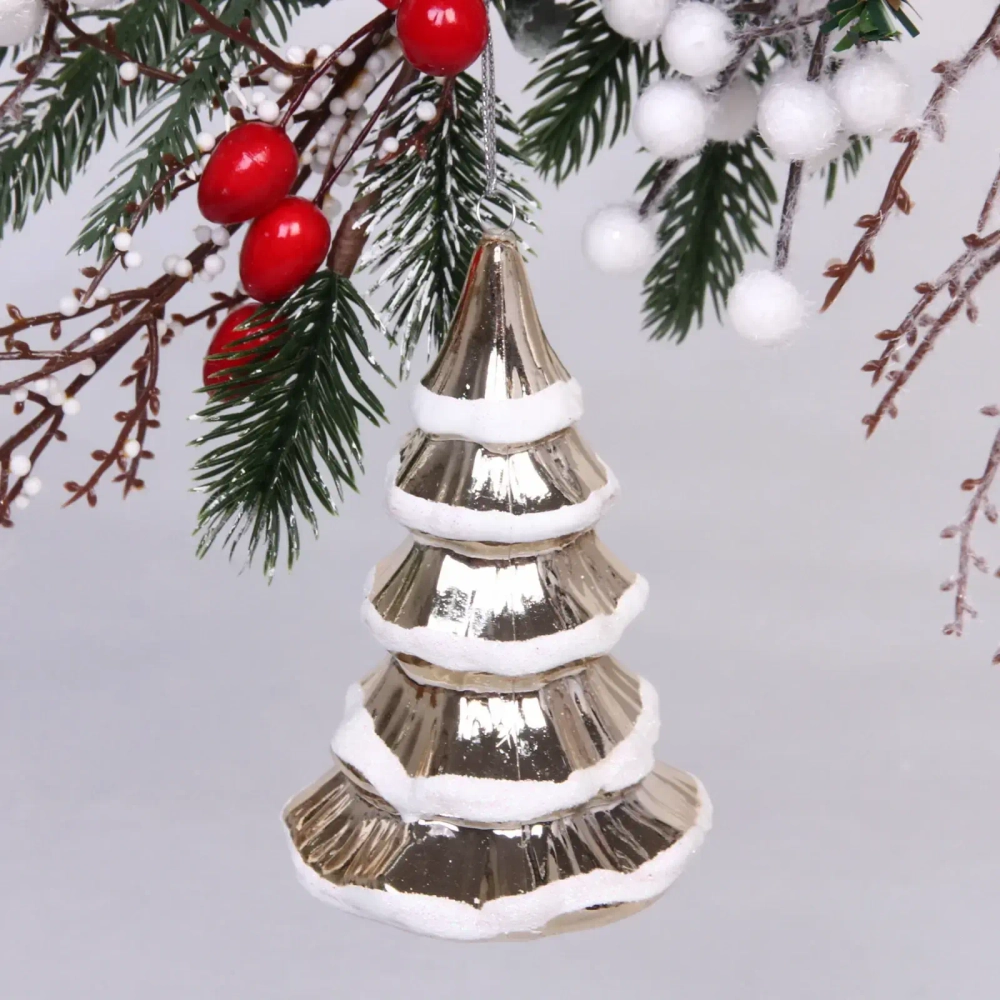 Ёлочная игрушка «Сказочная ёлка» 7*7*11,5 см, шампань