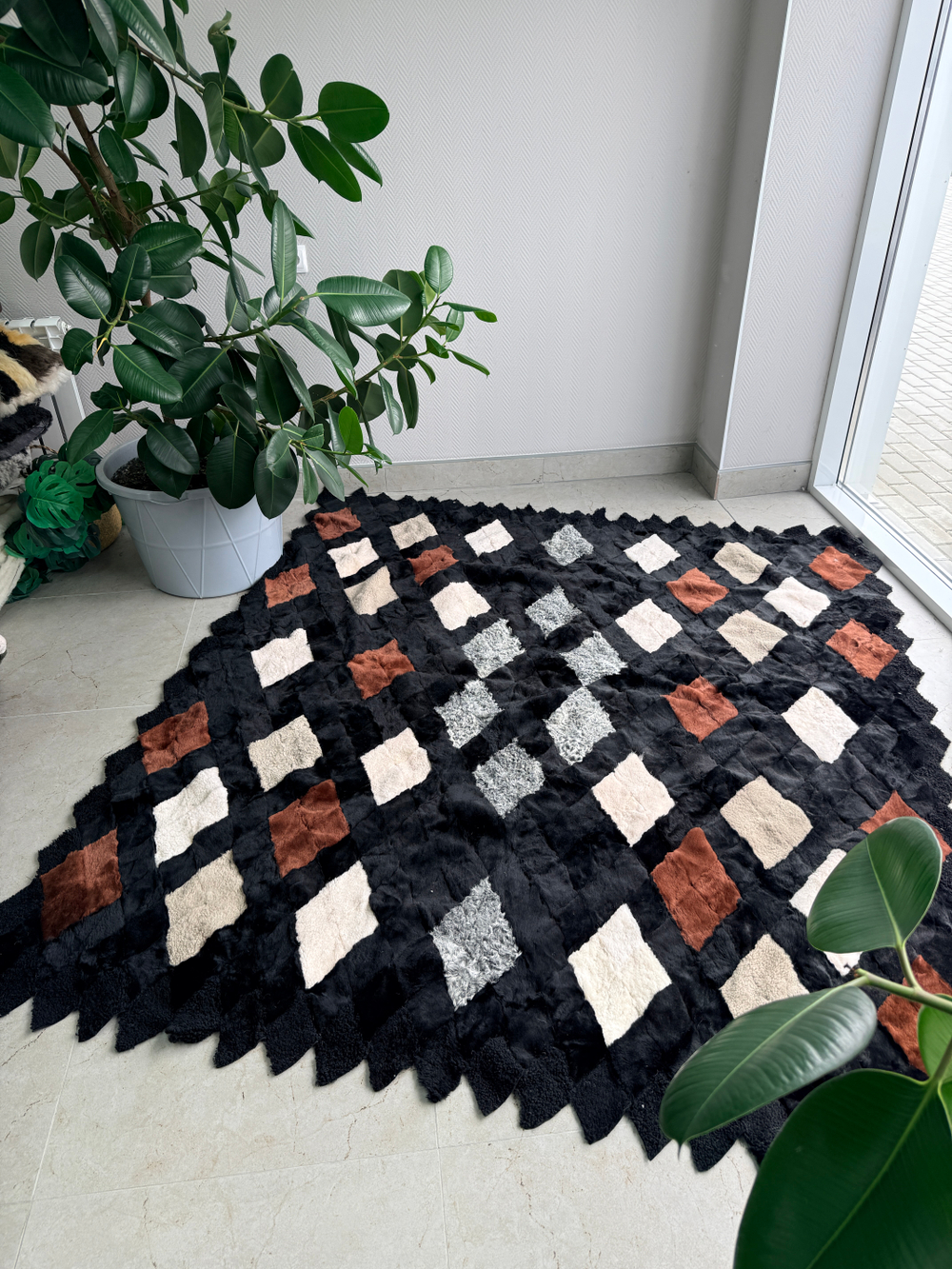 Покрывало меховое ковер из шкуры овчины