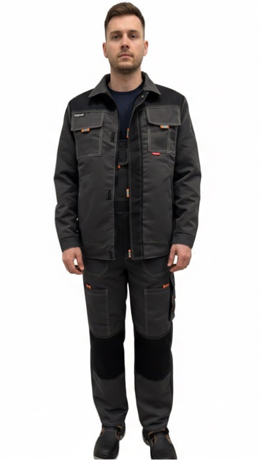 Костюм Nerss МАНХЕТТЕН, куртка + полукомбинезон. Черный с серым.