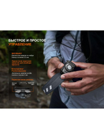 Фонарь Fenix налобный HL12R V2.0 серый 500 люмен