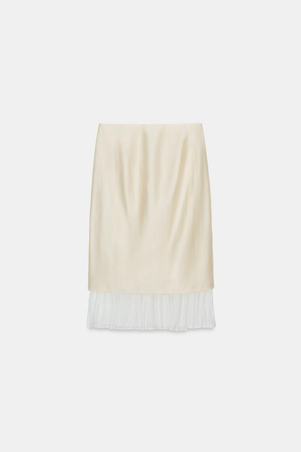 ZARA КОМБИНИРОВАННАЯ ЮБКА МИДИ — ZW COLLECTION, ЭКРЮ