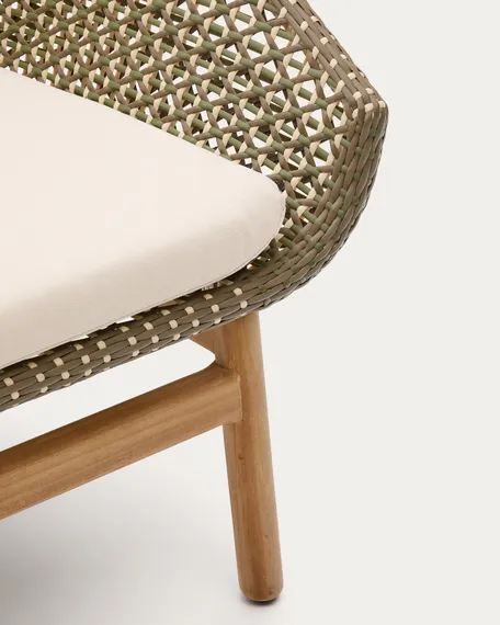 Кресло Olbia с высокой спинкой из искусственного ротанга и массива тика