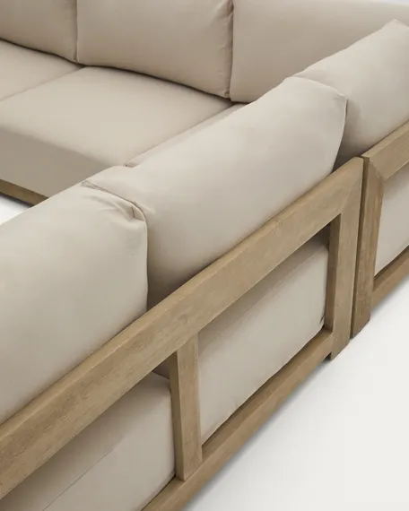 Угловой 5-местный диван Ambra из массива акации со светлой отделкой 248 см