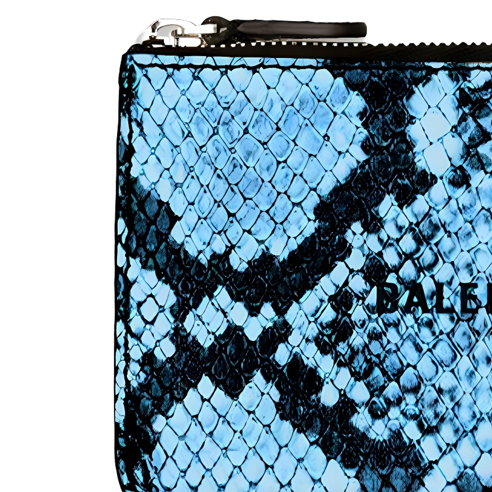 Balenciaga Cash Cow Leather Card Holder Women"s Snakeskin Blue