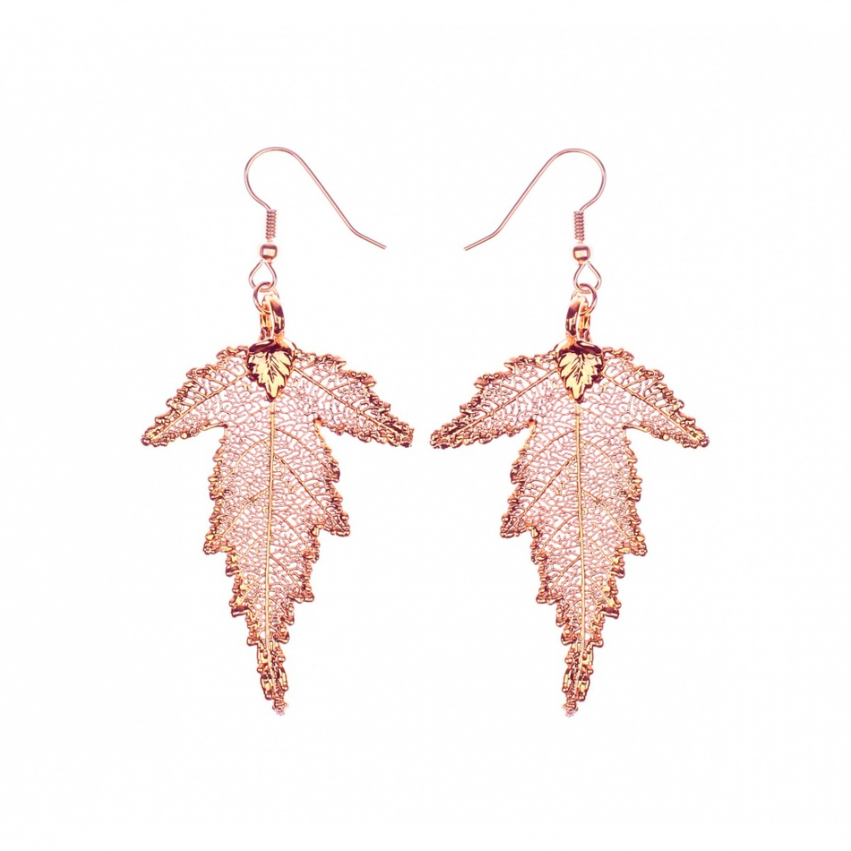 Серьги листья Ester Bijoux Шелковица LF57C-RG BR