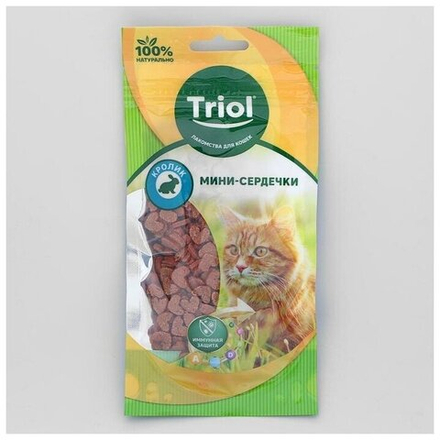 Лакомства для кошек,Мини сердечки из кролика,40г