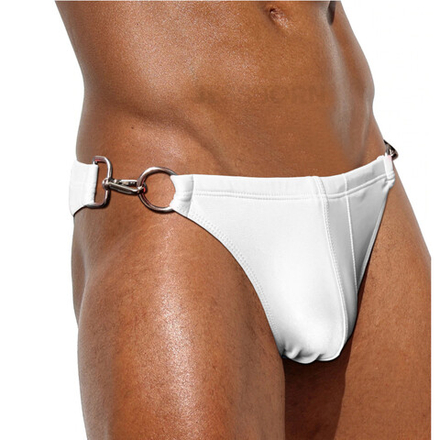 Мужские плавки белые с карабинами JESSBORN JB6504-1