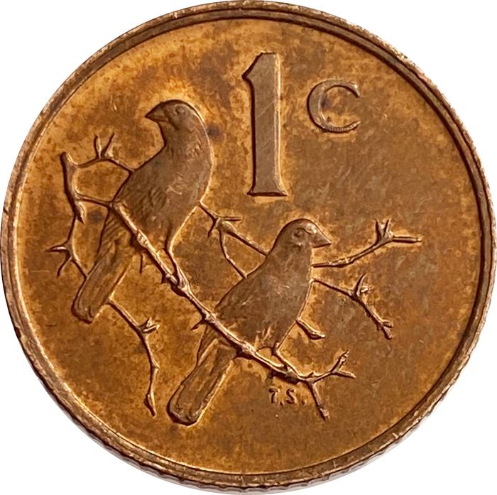 1 цента 1969 ЮАР (Надпись на английском языке - "SOUTH AFRICA")