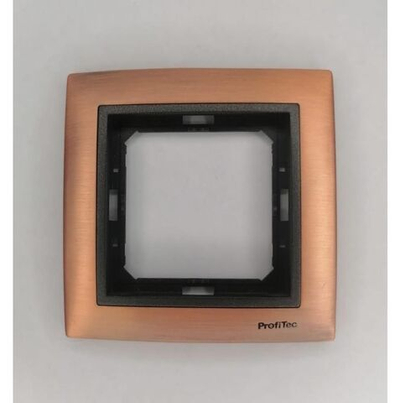 Рамка 1-я ProfiTec Tesla античная медь метал + вставка черный графит