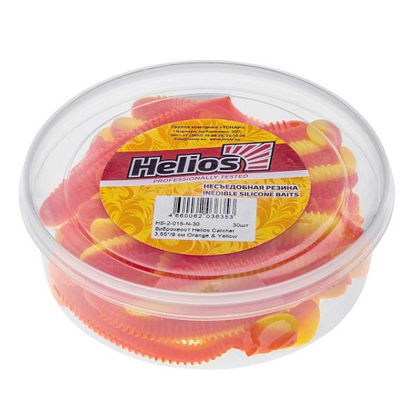 Виброхвост несъедоб. Catcher 3,55&#39;/9 см Orange &amp; Yellow 30шт. (HS-2-015-N-30) Helios