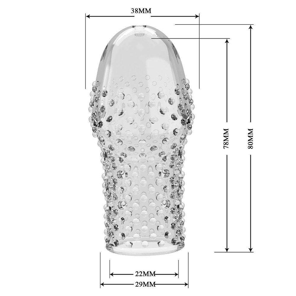 Прозрачная текстурированная насадка на пенис Becks - 8 см. (Цвет: прозрачный)