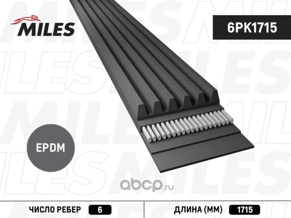 Ремень генератора BMW 2 (F45, F46) Ford Focus I /6PK1715/ (Miles)