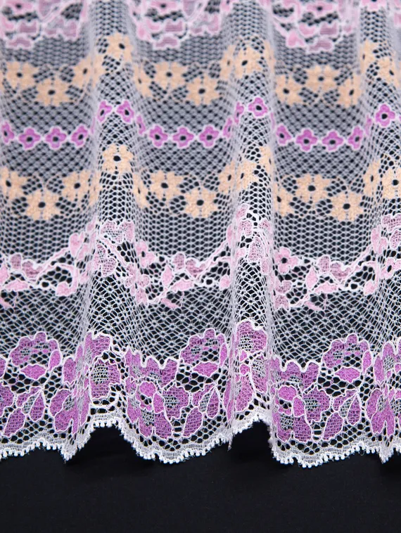 911 ОПТ Кружево эластичное 23 см, узор VS, Италия, белый