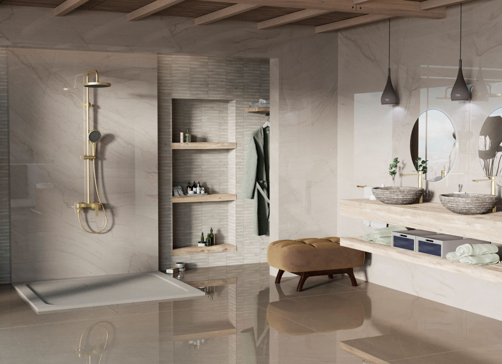 Душевая стойка Vincea VSFS-413BG с изливом, брашированное золото