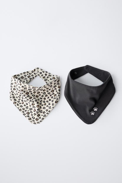 ZARA НАБОР ИЗ ДВУХ НАГРУДНИКОВ С АНИМАЛИСТИЧЕСКИМ ПРИНТОМ, ЭКРЮ