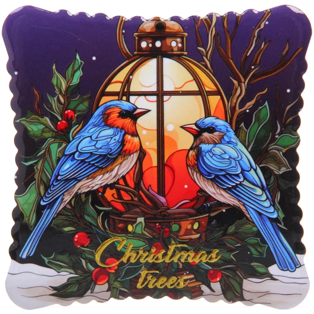 Подставка под кружку керамическая 10,5*10,5см «Зимние птицы»