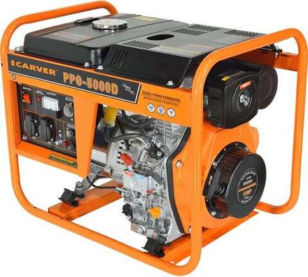 Генератор CARVER PPG - 5000D дизель (LT-178F, 3,3/3,6 кВт, 220В, бак12.5л, медь) (12 шт/пал) 01.020.00050