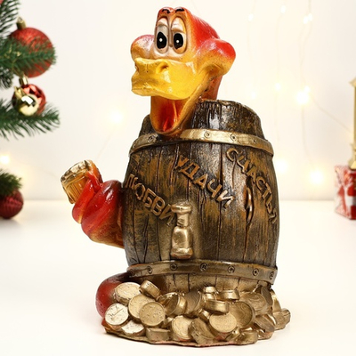 Копилка "Змея Удав в бочке" 18х23х20см 10699349