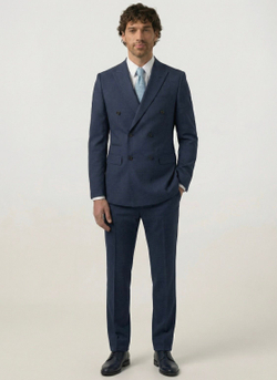 Мужской костюм двубортный (синий) А66