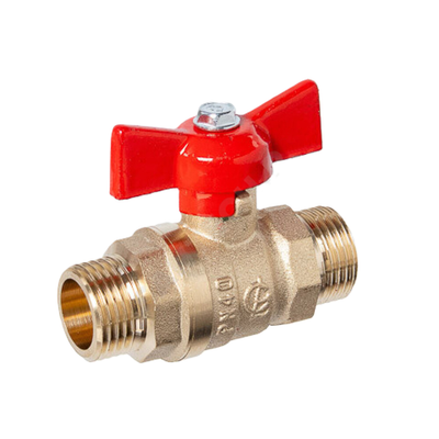 Кран шаровой латунь Стандарт 233 аналог 11б27п1 Ду 15 Ру40 НР бабочка красная ГАЛЛОП 107203