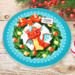 Подставка под кружку керамическая 10см «Счастливый Дракоша Рони»