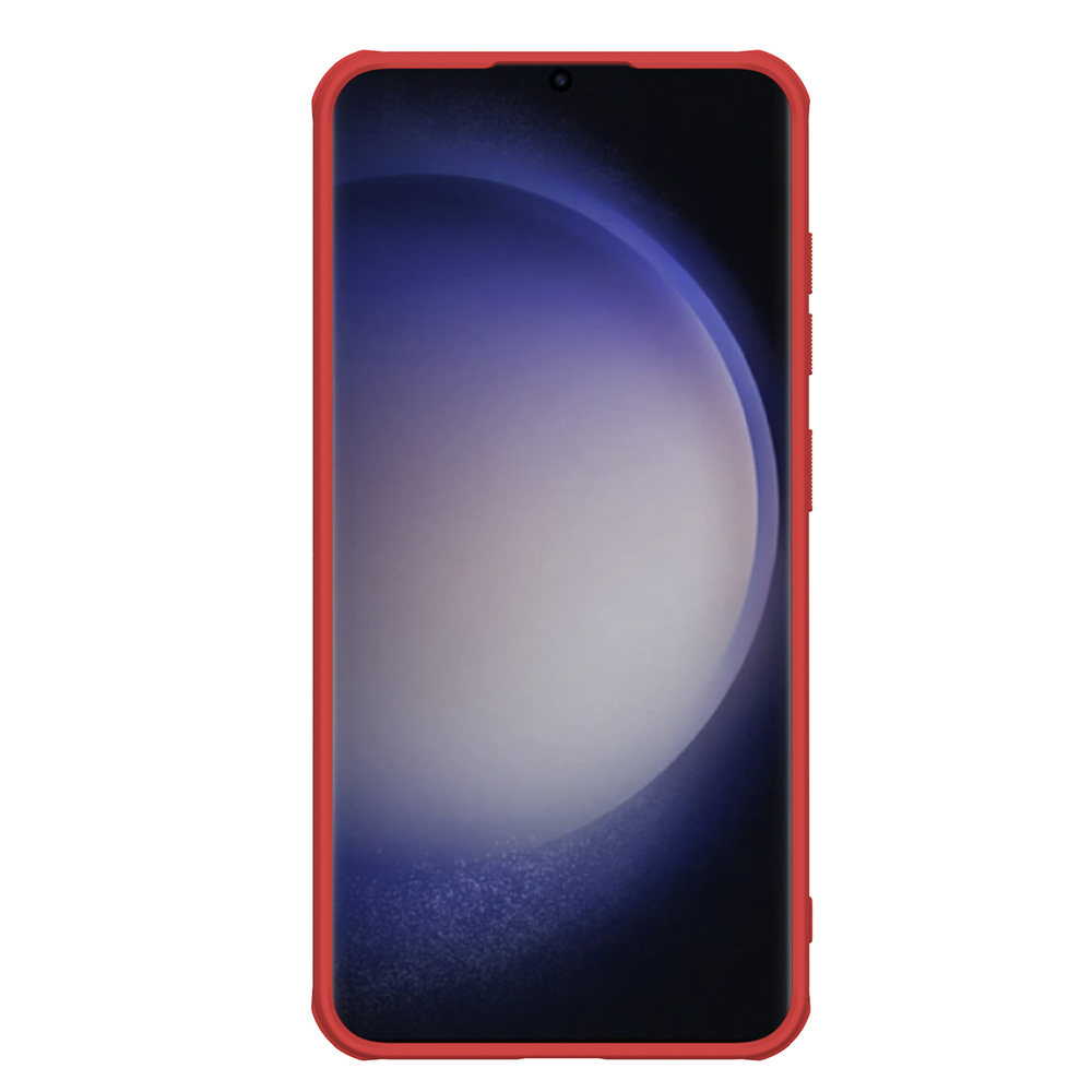 Усиленный двухкомпонентный чехол красного цвета от Nillkin для Samsung Galaxy S24+ Плюс, серия Super Frosted Shield Pro