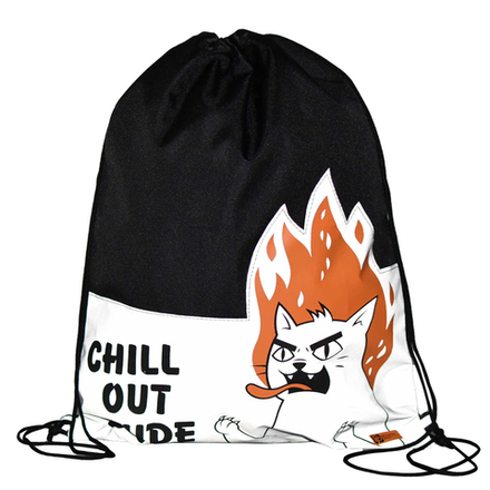 Мешок для обуви 1 отд, 360*480 "Яростный кот" водооталкивающая ткань