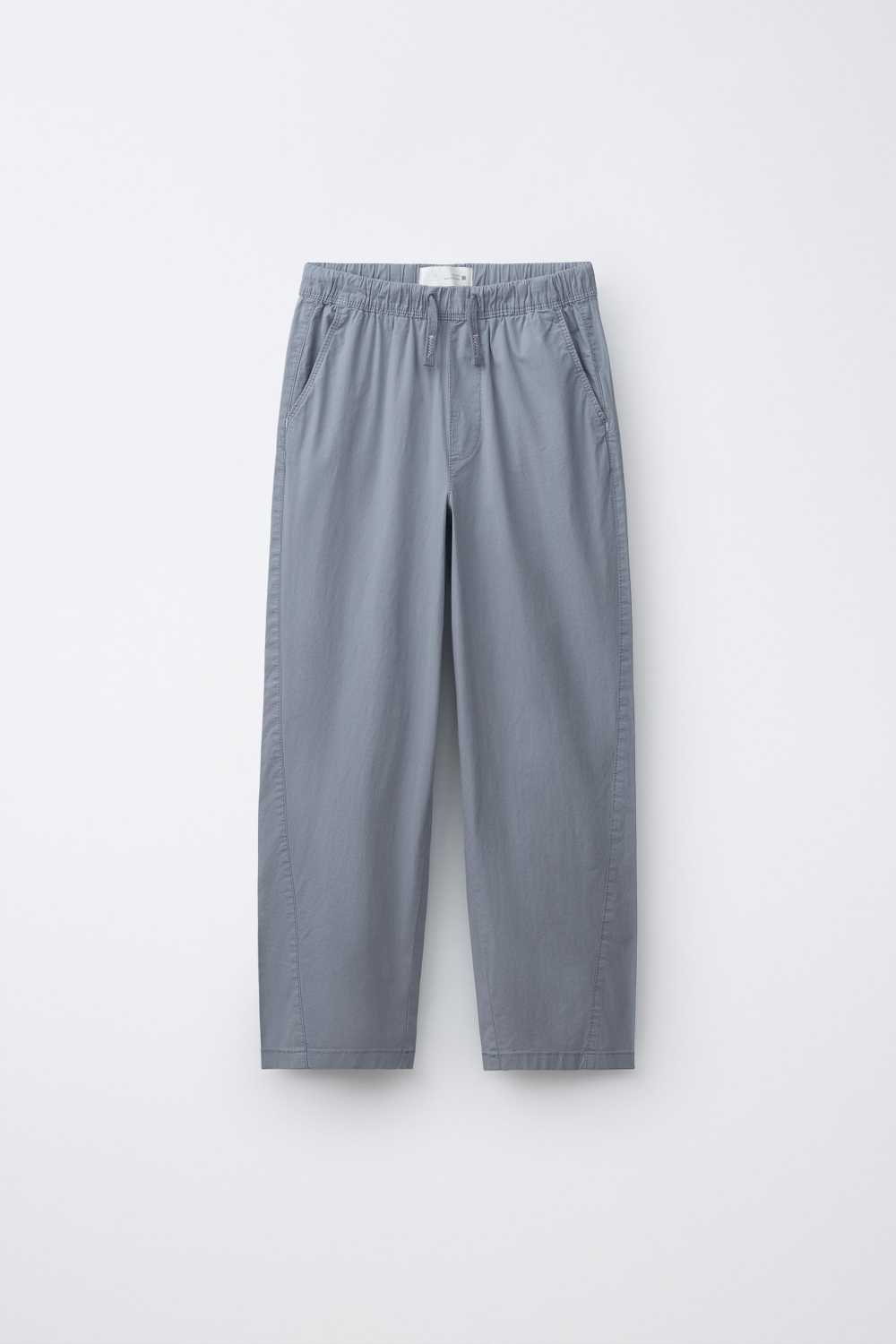 ZARA БРЮКИ STRAIGHT ИЗ ПОПЛИНА, ЛИНЯЛЫЙ СИНИЙ