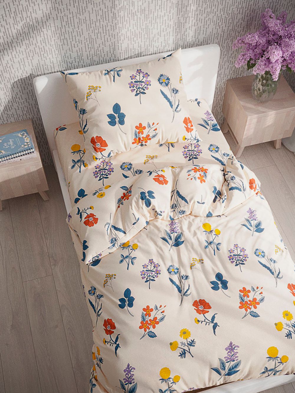 Постельное белье полисатин Simple House "Anson" 1,5-сп Наволочка 50х70 см 1 шт Простынь на резинке 90x200 см Пододеяльник 145x215 см