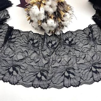 Кружево эластичное черное 22 см