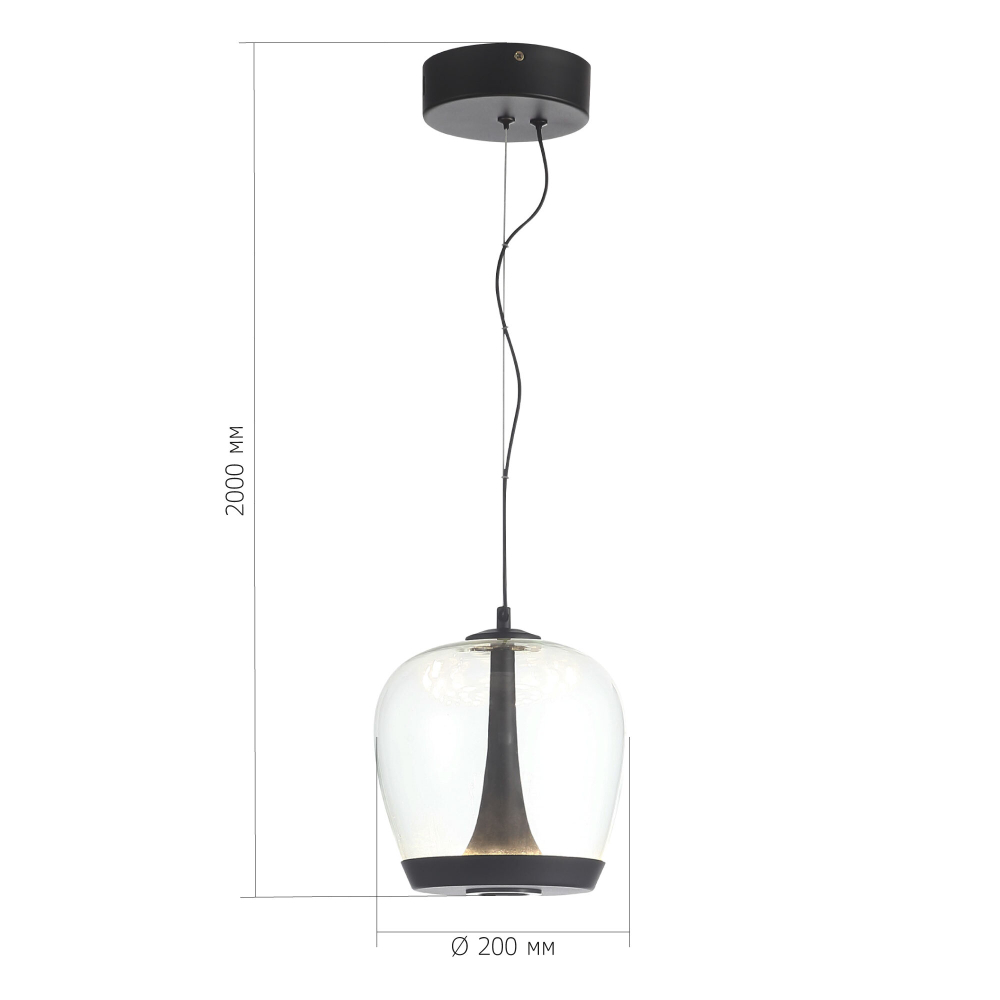 SL6014.423.01 Светильник подвесной ST-Luce Черный/Прозрачный, Черный LED 1*17W 3000K RIPPLE