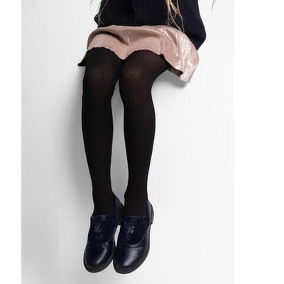 Колготки "Мелкие сердечки" 40 den, чёрный, 10-12 лет 9518828, 1 шт.