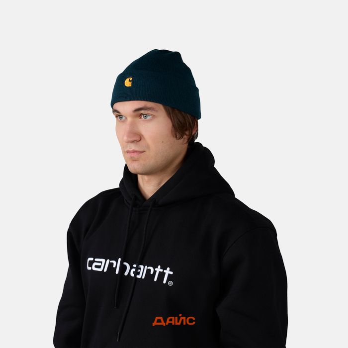 Шапка Carhartt WIP Chase Beanie артикул:I026222_duck_blue - купить в магазине Дайс